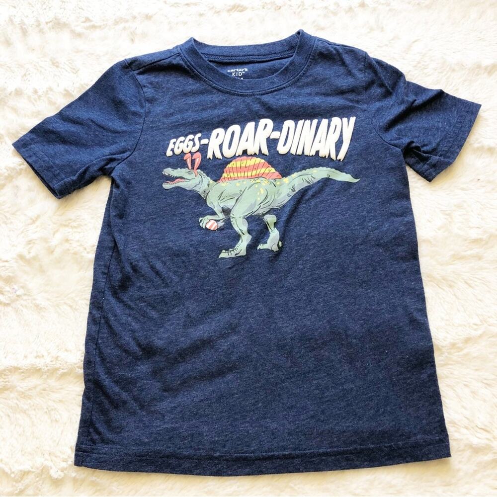 Carters Kids navy blue Easter dinosaur graphic tee shirt size 6 / 6A